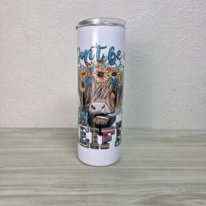 HOGG White Floral Cow Skinny Tumbler "Don't Be A Salty Heifer" 20oz
